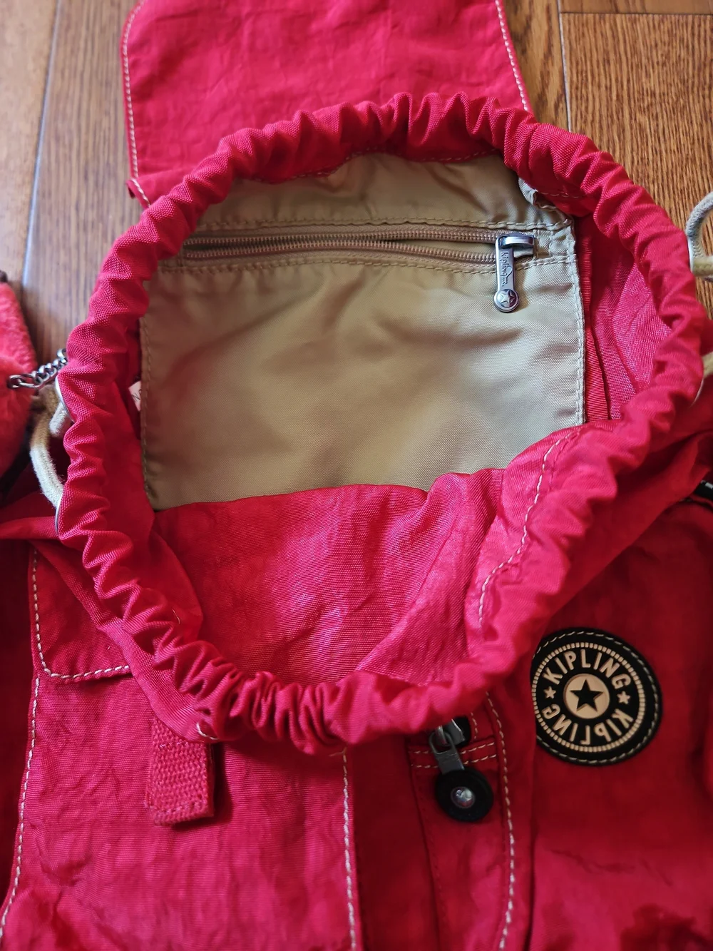 Kipling Red Backpack with Monkey Keychain